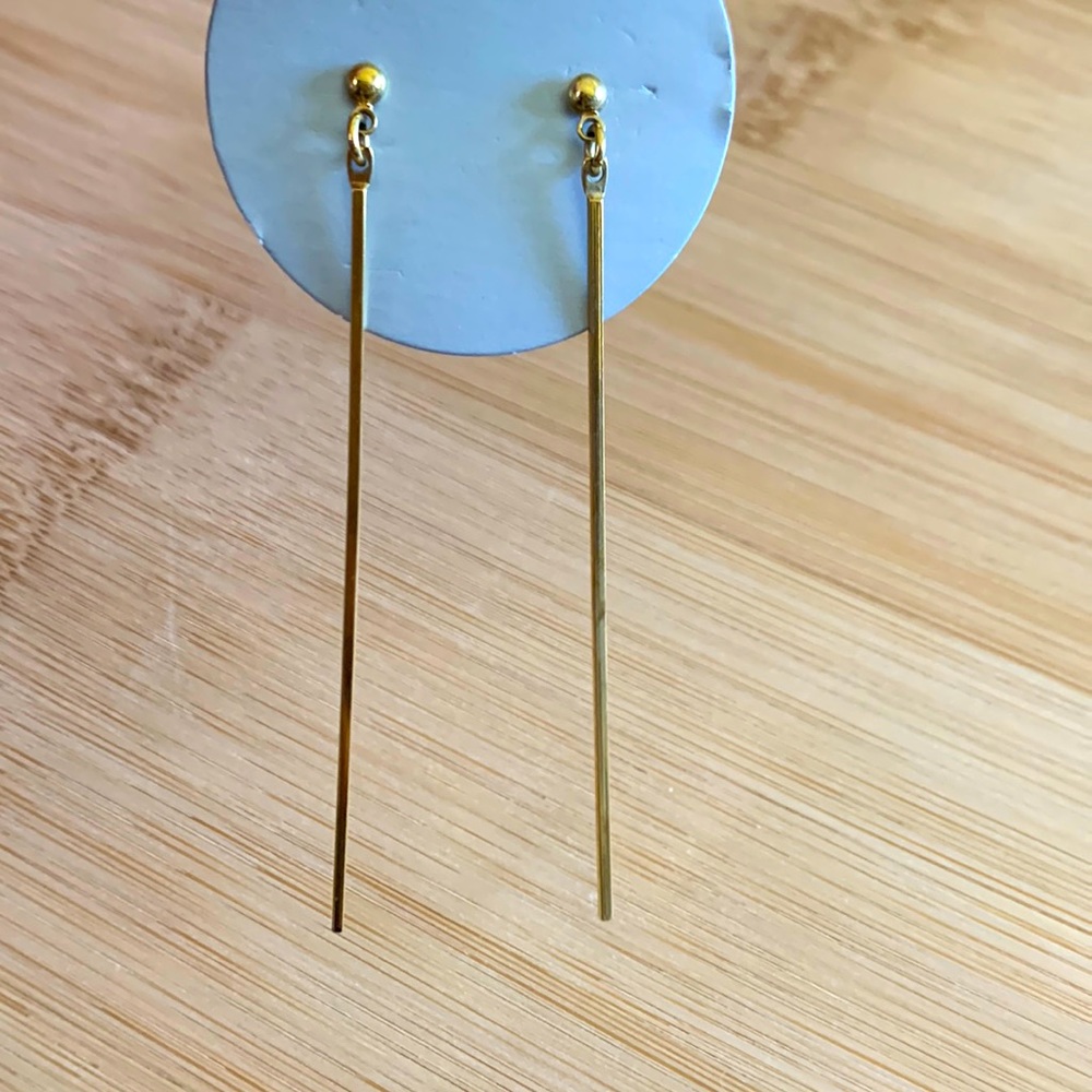 Gold Toned Bar Dangling Earrings